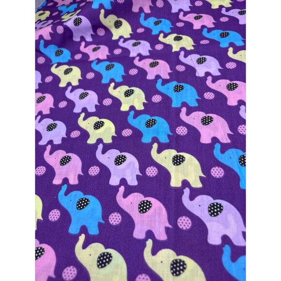 Purple Cotton Fabric Colorful Polka Dot Elephants Dots 21" x 44" Craft Sewing Ma - Picture 6 of 10